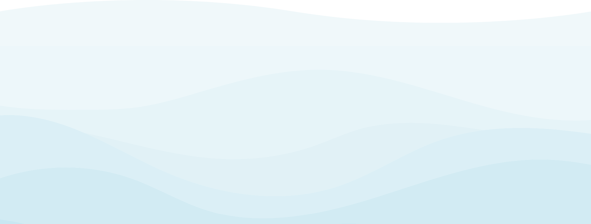 4 light blue waves on top of one another with a transparent background