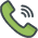 Cell phone cartoon icon. Green version