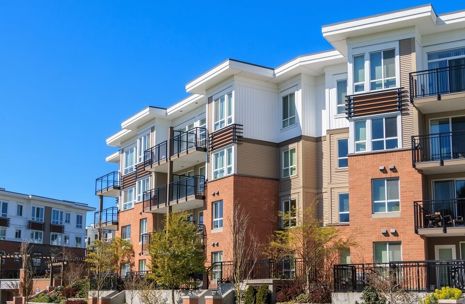 Stock image of an apartment complex