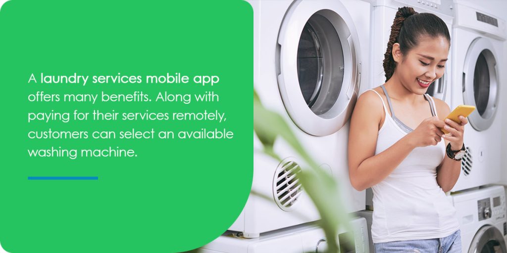 Woman using Caldwell & Gregory's laundry services mobile app